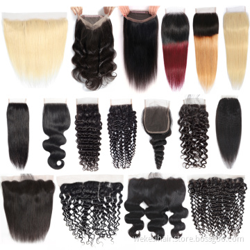 Cheap Brazilian Virgin Cuticle Aligned Frontal Closure Hair 4x4 2x6 5x5 13x4 13x6 6x6 7x7 360 Swiss Lace Closure And Frontal